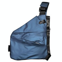 Sports Casual Men Crossbody Bag Large Capacity Multi-Pocket Single Shoulder Bag, Style: Right Shoulder Leather Film (Blue)