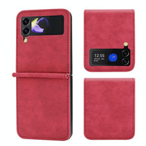 For Samsung Galaxy Z Flip4 5G DF-05 Business Solid Color Magnetic RFID Anti-theft Phone Case(Red)