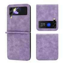 For Samsung Galaxy Z Flip3 5G DF-05 Business Solid Color Magnetic RFID Anti-theft Phone Case(Purple)