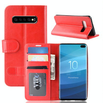 R64 Texture Single Fold Horizontal Flip Leather Case for Galaxy S10+, with Holder & Card Slots & Wallet (Red)