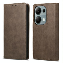 For Xiaomi Redmi Note 13 Pro 4G DF-05 Business Solid Color Magnetic RFID Leather Phone Case(Brown)