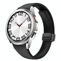 For Samsung Galaxy Watch 6 Slim Magnetic Black Buckle Leather Silicone Watch Band(Black)