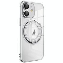 For iPhone 11 Electroplating MagSafe 360 Degree Rotation Holder Shockproof Phone Case(Silver)
