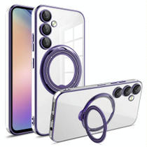 For Samsung Galaxy A54 Electroplating MagSafe 360 Degree Rotation Holder Shockproof Phone Case(Dark Purple)