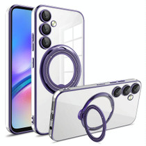 For Samsung Galaxy A05S 4G Electroplating MagSafe 360 Degree Rotation Holder Shockproof Phone Case(Dark Purple)