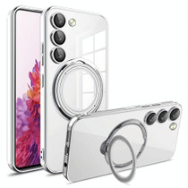 For Samsung Galaxy S20 FE Electroplating MagSafe 360 Degree Rotation Holder Shockproof Phone Case(Silver)