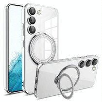 For Samsung Galaxy S22+ Electroplating MagSafe 360 Degree Rotation Holder Shockproof Phone Case(Silver)