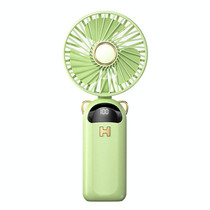 Foldable Digital Display USB Charging Fan Handheld Mute Hanging Neck Outdoor Small Fan(Green)