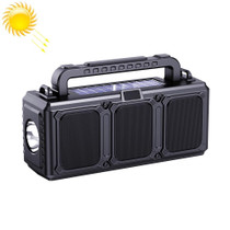 DV-860 Dual-Solar Flashlight Bluetooth Speaker FM Card Handheld Audio(Black)