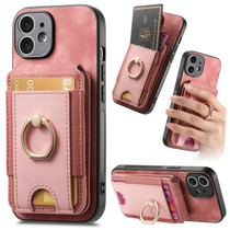 For iPhone 11 Retro Splitable Magnetic Stand Card Bag Leather Phone Case(Pink)