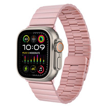 For Apple Watch Ultra 2 49mm Bamboo Stainless Steel Magnetic Watch Band(Pink)