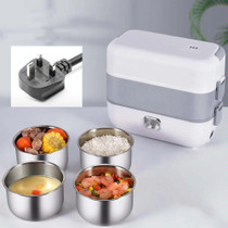Lunch Box With Electric Heating And Heat Preservation Can Be Plugged In Barrel Office Worker Rice Cooker, Specifications:UK Plug, Style:Four Gallbladder