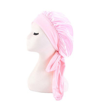 3 PCS TJM-301-1 Faux Silk Adjustable Stretch Wide-Brimmed Night Hat Satin Ribbon Round Hat Shower Cap Hair Care Hat, Size: Free Size(Pink)