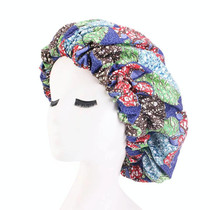 3 PCS TJM-434 Printed Double-Layer Night Hat With Satin Lining Elastic Wide Brim Headscarf Hat, Size: One Size Adjustable(Red Flowers)