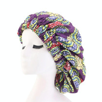 3 PCS TJM-434 Printed Double-Layer Night Hat With Satin Lining Elastic Wide Brim Headscarf Hat, Size: One Size Adjustable(Purple)