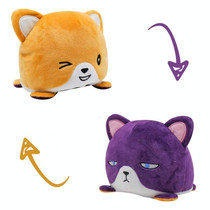 15cm Flipped Doll Double-Sided Expression Flipped Animal Cartoon Doll Plush Toy(Orange Purple Puppy)