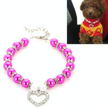 5 PCS Pet Supplies Pearl Necklace Pet Collars Cat and Dog Accessories, Size:L(Purple Red)