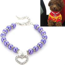 5 PCS Pet Supplies Pearl Necklace Pet Collars Cat and Dog Accessories, Size:L(Purple)