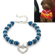 5 PCS Pet Supplies Pearl Necklace Pet Collars Cat and Dog Accessories, Size:L(Dark Blue)