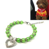5 PCS Pet Supplies Pearl Necklace Pet Collars Cat and Dog Accessories, Size:M(Green)