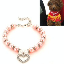 5 PCS Pet Supplies Pearl Necklace Pet Collars Cat and Dog Accessories, Size:L(Pink)