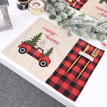 Christmas Decorations Red And Black Plaid Car Christmas Placemat Cartoon Tablecloth Table Mats