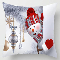 Christmas  Peach Skin Sofa Pillowcase Cartoon Living Room Bedroom Pillowcase Without Pillow Core(Snowman 3)