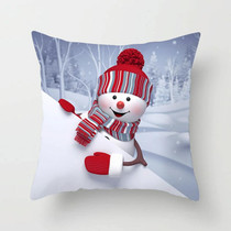 Christmas  Peach Skin Sofa Pillowcase Cartoon Living Room Bedroom Pillowcase Without Pillow Core(Snowman 4)