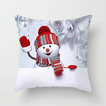 Christmas  Peach Skin Sofa Pillowcase Cartoon Living Room Bedroom Pillowcase Without Pillow Core(Snowman 11)
