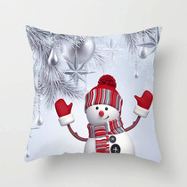 Christmas  Peach Skin Sofa Pillowcase Cartoon Living Room Bedroom Pillowcase Without Pillow Core(Snowman 10)
