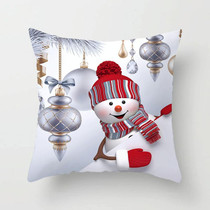 Christmas  Peach Skin Sofa Pillowcase Cartoon Living Room Bedroom Pillowcase Without Pillow Core(Snowman 2)