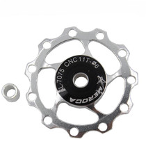 4 PCS MEROCA Metal Bearings Mountain Bike Road Bike Rear Derailleur Guide Wheel 11T/13T Guide Wheel, Specification:11T, Color:Silver