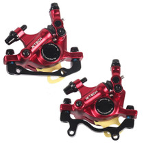 ZOOM HB100 Mountain Bike Hydraulic Brake Caliper Folding Bike Cable Pull Hydraulic Disc Brake Caliper, Style:Front and Rear(Red)
