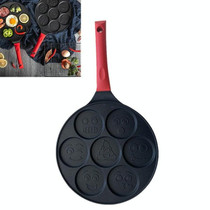 Seven-hole Breakfast Pan Multifunctional Flat Bottom Frying Pan Non-stick Egg Dumpling Pan(Black Smiley Pattern)