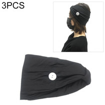 3 PCS Headband Headscarf Sports Yoga Knitted Sweat-absorbent Hair Band with Mask Anti-leash Button(Black)