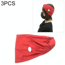 3 PCS Headband Headscarf Sports Yoga Knitted Sweat-absorbent Hair Band with Mask Anti-leash Button(Red)