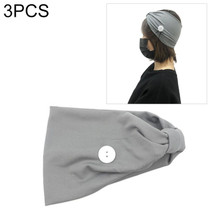 3 PCS Headband Headscarf Sports Yoga Knitted Sweat-absorbent Hair Band with Mask Anti-leash Button(Grey)