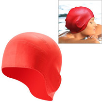 Silicone Ear Protection Waterproof Swimming Cap for Adults with Long Hair(Red)