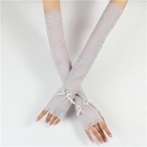 Summer Long Ice Silk Single Diamond Decoration Sun Protection Cuffs Sleeves, A Pair, Size:One Size(Gray)