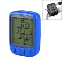 SUNDING 563A Bike Bicycle Waterproof Wired LCD Screen Luminous Mileage Speedometer Odometer, English Version(Blue)