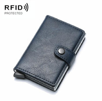 PU Aluminum Alloy Card Case Anti-magnetic RFID Shielding Anti-Theft Wallet(Royal Blue)