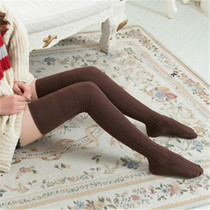 Spring and Autumn Cotton Over-knee Socks Preppy Style Jacquard Stockings(Coffee)