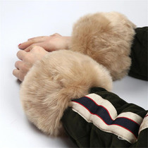 Imitation Rabbit Fur Wrist Sleeves Dual-use Anti-Flooding Sleeves, Size:One Size(Khaki)