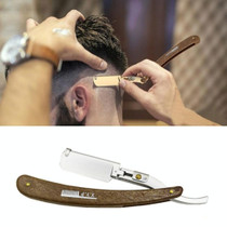 Manual Razor Folding Wooden Handle Men's Razor, Color:Silver