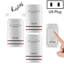 CACAZI V027G One Button Three Receivers Self-Powered Wireless Home Kinetic Electronic Doorbell, US Plug