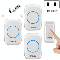 CACAZI A10G One Button Three Receivers Self-Powered Wireless Home Cordless Bell, US Plug(White)