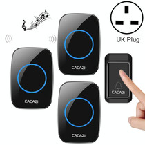 CACAZI A10G One Button Three Receivers Self-Powered Wireless Home Cordless Bell, UK Plug(Black)