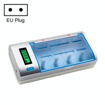 AC 100-240V 4 Slot Battery Charger for AA & AAA & C / D Size Battery, with LCD Display, EU Plug