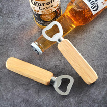 2 PCS Stainless Steel Beer Bottle Opener with Rubber Wood Handle Creative Gift Soda Bottle Driver