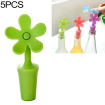 5 PCS Silicone Wine Stopper Flower Beer Stopper(Green)